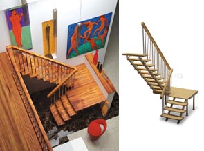Универсальная деревянная лестница ЛЕС-06 на металлическом каркасе