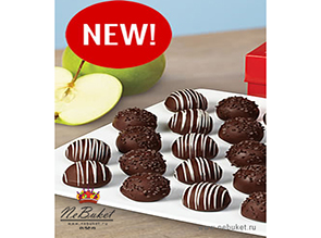 НОВИНКА! Яблочные трюфели в шоколаде с полосками от компании "ФРУКТОВЫЕ БУКЕТЫ "NEBUKET" "