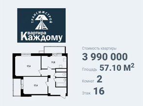 Двухкомнатная квартира в жилом комплексе на Садовой 118Ж по доступным ценам в Белгороде