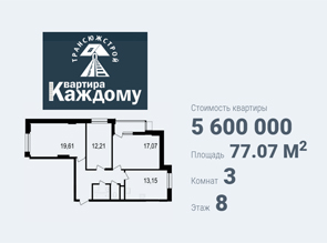 Трёхкомнатная квартира в жилом комплексе на Попова 37Г по доступным ценам в Белгороде