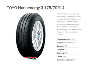Летние шины TOYO Nanoenergy 3 - отличное сцепление с дорогой и долгое время эксплуатации по доступной цене в Белгороде