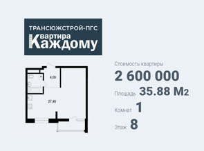 Однокомнатная квартира в жилом комплексе на Н. Островского 18а по доступным ценам в Белгороде