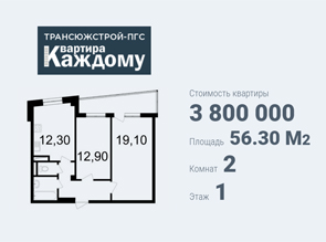Двухкомнатная квартира в жилом комплексе на Садовой 6 по доступным ценам в Белгороде