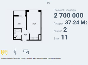 Двухкомнатная квартира в жилом комплексе "ЦЕНТР ПАРК" в центре Белгорода по доступной цене