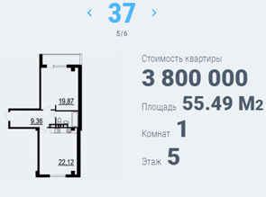 Однокомнатная квартира в жилом доме пр. Богдана Хмельницкого 125