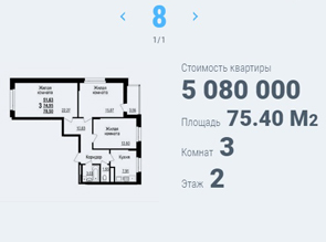 Трехкомнатная квартира в жилом комплексе ЦЕНТР ПАРК-6 в центре Белгорода