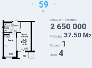 Однокомнатная квартира в жилом комплексе ЦЕНТР ПАРК-6 в центре Белгорода