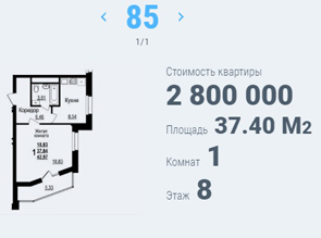 Однокомнатная квартира в жилом комплексе ЦЕНТР ПАРК-6 в центре Белгорода