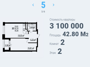 Двухкомнатная квартира в жилом комплексе ЦЕНТР ПАРК-3 в центре Белгорода по доступной цене