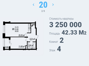 Двухкомнатная квартира в жилом комплексе ЦЕНТР ПАРК-3 в центре Белгорода