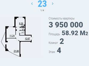 Двухкомнатная квартира в жилом доме пр. Богдана Хмельницкого 125