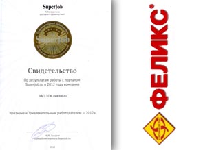 Компания «Феликс» признана «Привлекательным работодателем-2012»